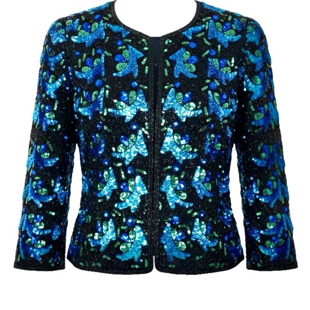 Lawrence Kazar New York beaded sequin vintage evening jacket
